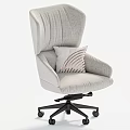 Gray Modern Office Chair With Decorative Pillow And Black Rolling Wheels