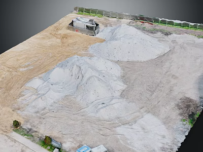 Building Site With Sand Piles Soil And Fenced Area On Construction Ground 3d model