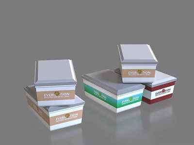 Stacked Evereon And Steel Ion Boxes With Different Colorful Exteriors 3d model
