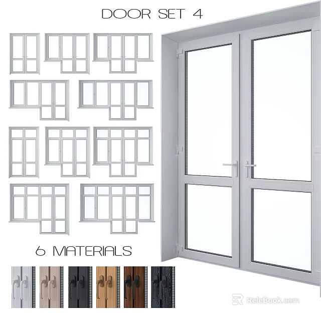 Modern Swing Doors with Six Materials and Various Styles for Home Interior 3d model 