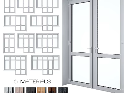 Modern Swing Doors with Six Materials and Various Styles for Home Interior 3d model