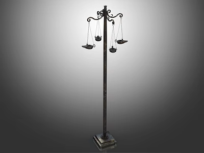 Vintage Decorative Balance Scale Furniture with Ornate Metal Design and Pedestal Base 3d model