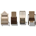 Contemporary Wooden Armchairs Featuring Various Designs And Structured Backs Collection 3d model
