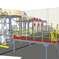 Industrial Equipment Structure Featuring Multi Level Platforms Steel Framework Piping Systems And Safety Railings
