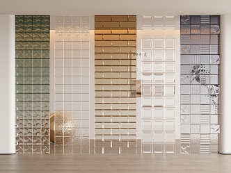 Modern glass brick partition gradient glass brick 3d model