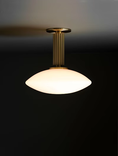 Modern Elegant Ceiling Light With Brass Frame And White Glass Dome Shade 3d model