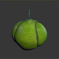 Fresh Green Striped Tropical Fruit With Smooth Skin And Stem