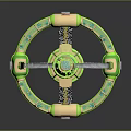 Green And Beige Tower With Circular Pathway Metal Stairs And Red Entrance