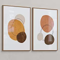 Minimalist Framed Print With Abstract Geometric Circles And Lines In Beige Orange Brown Tones