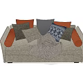 Gray Sectional Sofa with Multiple Orange Gray Patterned Pillows and Cozy Armrests 3d model