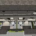 Modern Two Story Detached Villa Exterior With Grey Black Facade Balcony And Green Plants