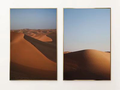 Desert Wall Art with Sandy Dunes and Blue Sky Framed Prints for Home Decor 3d model