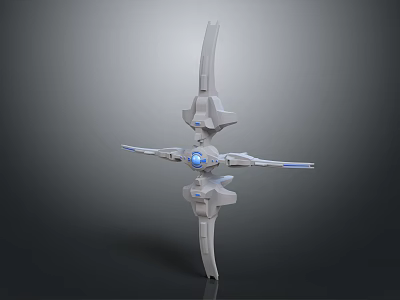 Futuristic Mechanical Character With White Biomechanical Structure And Blue Glowing Core 3d model