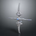 Futuristic Mechanical Character With White Biomechanical Structure And Blue Glowing Core
