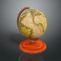 Vintage Globe With Wooden Base And Colorful Map Design On Stand