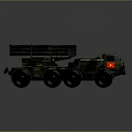 Green Camouflage Wheeled Tank With Multiple Rocket Launcher System 3d model