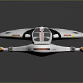 Sleek Futuristic Interstellar Spaceship With White Hull And Colorful Engine Details