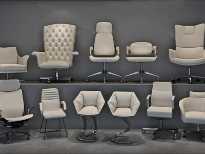 Different Styles Of Modern Office Chairs With Light Upholstery Display Collection 3d model