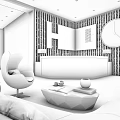 Elegant Modern Hotel Lobby Interior Design With Living Plant Wall Round Clock And Reception Desk