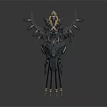Complex Sci Fi Mechanical Device With Multiple Arms Spikes And Golden Decorative Structure 3d model