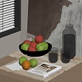 Fruit Vegetable Fruit Tray Teapot Books 3d model