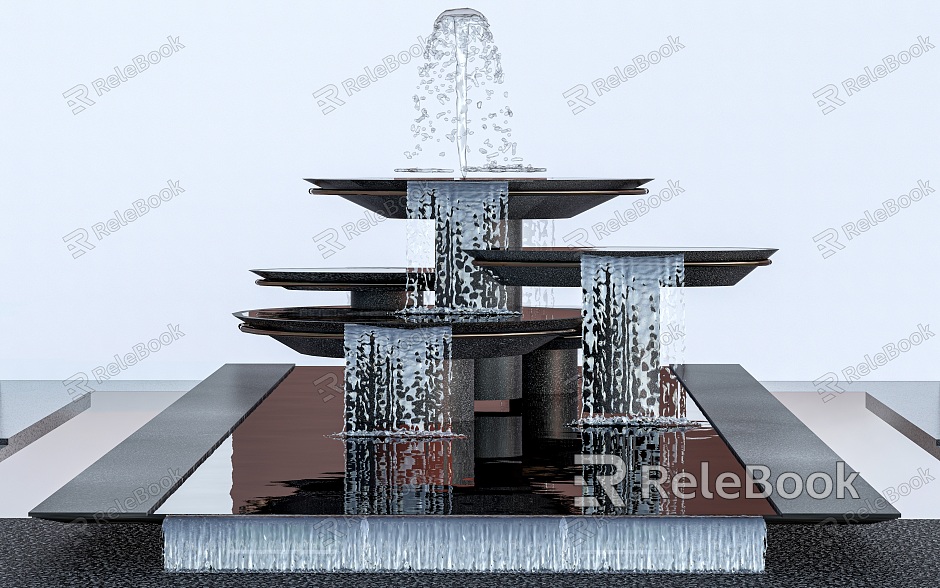 Modern fountain water column water flower water landscape water pool fountain sketch model