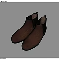Brown Leather Ankle Boots with Minimalist Black Collar Side by Side on Light Blue Background