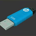 HP 32GB Blue USB Flash Drive with Keychain Hole Portable Storage Device