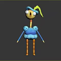 Cartoon Bird Game Character With Blue Body Yellow Legs Blue Hat Green Feather And Big Eyes