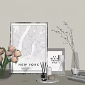 Cream Style Ornaments Vase Candle Book Hanging Picture 3d model