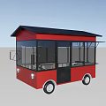 Red Mobile Food Cart With Cooking Flame For Street Food Service