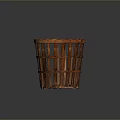Brown Woven Basket With Cylindrical Design And Striped Structure For Household Storage Use