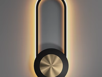 Modern Black and Gold Ring Shaped Wall Lamp With Warm Light Sleek Design 3d model