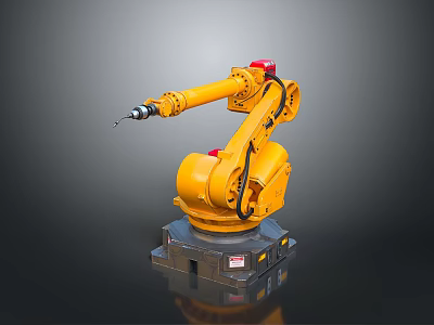 Yellow Industrial Robot Arm Game Movie Character With Mechanical Design Details 3d model