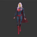 White Haired Female Superhero In Blue Costume With Red Cape And S Symbol