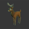 Cartoon Deer Character 3D Model With Orange Fur And Antlers