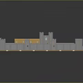 Medieval Castle Architecture With Fortified Walls Stone Towers And Green Courtyard