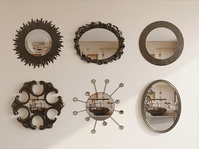 Various Designed Decorative Mirrors As Wall Decor For Home Interior 3d model