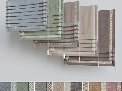 Trendy Curtains with Various Colors Patterns Textures and Home Decor Styles 3d model