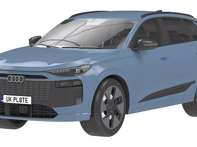 Audi Blue Electric SUV Exterior Design With Alloy Wheels And Front Fascia 3d model