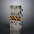 Rusty Metal Gate Featuring Yellow And Black Stripes Industrial Style Design