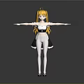 Anime Game Movie Character With Blonde Long Hair Black White Maid Outfit And Arms Outstretched