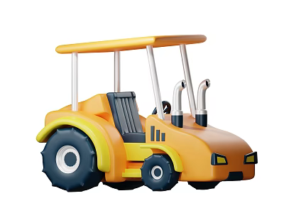 Yellow Toy Utility Vehicle with Large Wheels Canopy and Playful Design 3d model