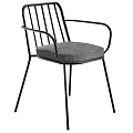 Modern Black Metal Stool With Armrests And Gray Padded Seat Design