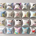 Colorful Cartoon Character Pillows Featuring Various Popular Anime Designs for Home Decor