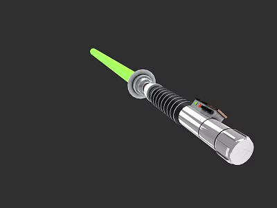 Lightsaber Weapon With Green Blade Silver Hilt And Black Details On Black Background 3d model