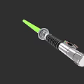 Lightsaber Weapon With Green Blade Silver Hilt And Black Details On Black Background