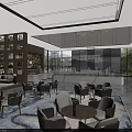 Modern Luxurious Real Estate Sales Office Interior With Marble Sand Table And Large Floor Windows