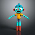 Cartoon Game Movie Character With Blue Skin Open Arms Yellow T-Shirt And Red Boots