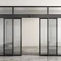 Modern Glass Doors With Black Frame Sliding Design In Interior Space 3d model
